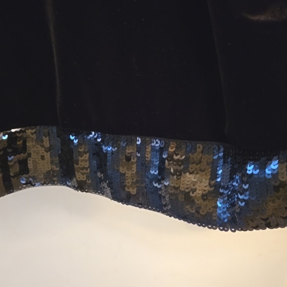 Chico's Travelers Black Velvet Top 3 (XL) Sequin Bands - Picture 4 of 13